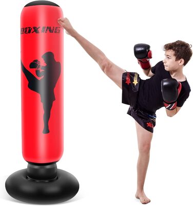 Боксерська груша X XBEN для дітей надувна 55х160 см червона