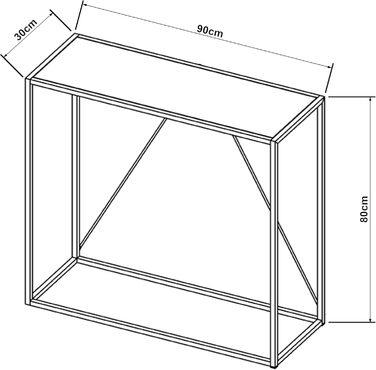 Консольний стіл Austevoll, 90x30x80 см, чорний, стійка сталева рама, промисловий дизайн