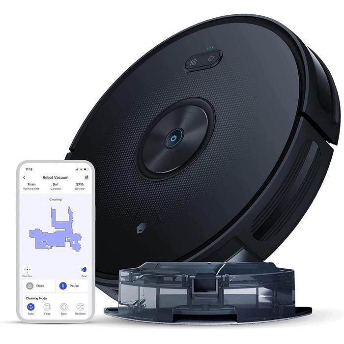 Робот-пилосос Chuango RV-500 з функцією миття підлоги, 4 режими очищення, 500 мл контейнер для сміття, 300 мл резервуар для води, сила всмоктування до 2200 Па, час роботи до 150 хв