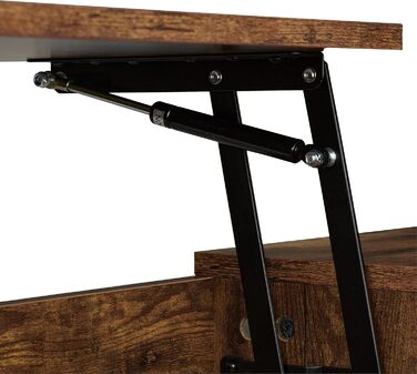 Журнальний столик Relaxdays з підйомною стільницею та двома відкидними полицями, коричневий, 45x108x40 см, індустріальний стиль