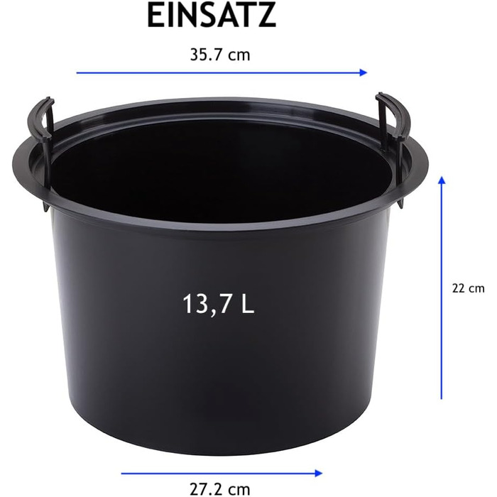 Кашпо для квітів MELTOM з винімним вкладишем, кругле, 3D ефект, декоративне (Taupe, L)