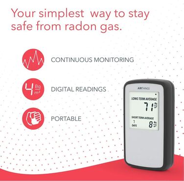 Радон-детектор Airthings 325 Corentium Home 2: портативний, з Bluetooth, датчики вологості та температури