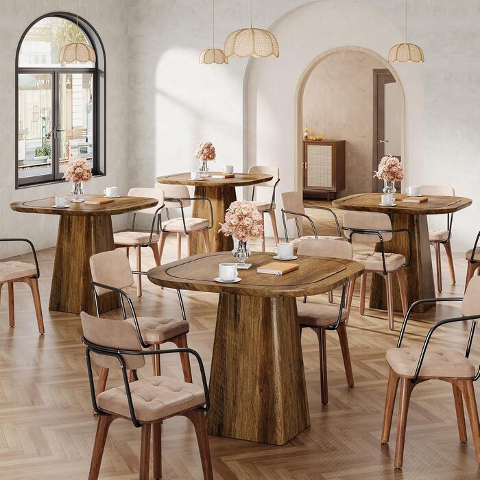 Столовий стіл Tribesigns на 4 особи, 80 см, квадратний, в стилі рустік для кухні, вітальні, їдальні (колір коричневий)