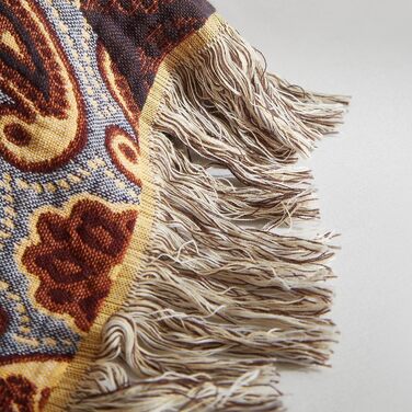 Богемна ковдра Softexly Boho Decke 100% бавовна, двостороння муслінова ковдра 150x200 см, м'яка диванна ковдра та покривало для ліжка, естетичний дизайн, ідеальна для вітальні та спальні, помаранчево-зелена (230 x 250 см, візерунок Пайслі)