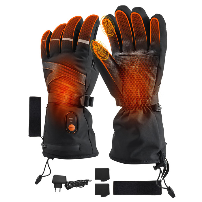EBOSSOM Зимові рукавички для чоловіків та жінок, 7.4V водонепроникні теплі рукавички з підтримкою сенсорного екрану, вітрозахисні велосипедні рукавички для катання на лижах, піших прогулянок, їзди на мотоциклі та відпочинку