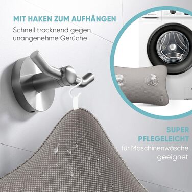 Преміум подушка для ванни сірого кольору | Подушка для ванни швидковисихаюча з великими присосками для надійного кріплення | Подушка для ванни з можливістю прання | Подушка для оптимального розслаблення шиї, сірого кольору