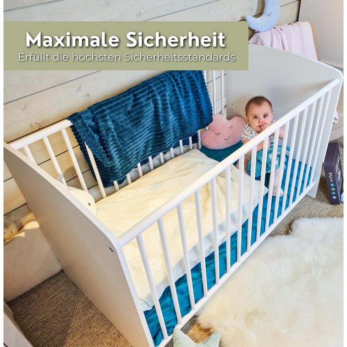 Дитяче ліжечко Storm I 2 в 1 ліжечко трансформується в дитяче ліжечко 60х120 см без матраца (60 х 120 см, біле - з матрацом)