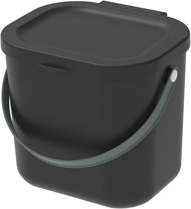 Відро для органічних відходів Rotho Albula 6 л, пластик, без вмісту BPA, антрацит, 23,5x20,0x20,8 см (чорне)