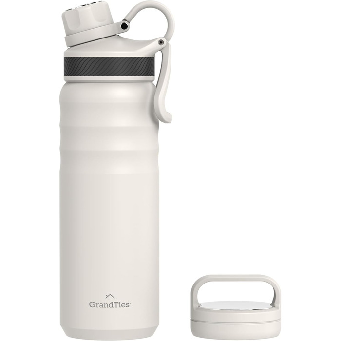 Термопляшка GRANDTIES 946мл з широким горлом та двома кришками, для чоловіків та жінок, колір слонова кістка
