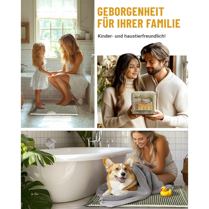 Набір килимків для ванної кімнати: антиковзаючі килимки, набір 2 шт., бохо-стиль, для ванної, спальні, вітальні, 51 x 120 см + 41 x 61 см, коричнево-білий (зелено-білий)