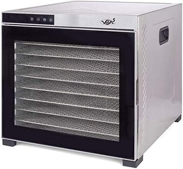 Дегідратор Vita 5 з 6 решітками для сушіння фруктів, овочів та м'яса. Поверхня сушіння 0,7 м², регулювання температури 35-75°C, таймер 24 год, LED дисплей, 650W