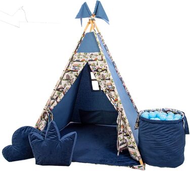 Дитячий намет-тіпі з килимком, подушкою та м'ячами - ігровий намет для дитячої кімнати - намет-тіпі для дівчаток - намет-тіпі для дітей - дитячий ігровий будиночок - ігрові пристрої для дому (автомобілі)