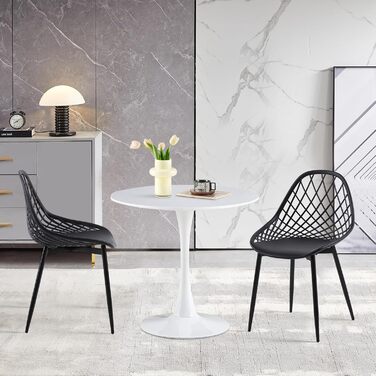 Сучасний круглий обідній стіл скандинавського стилю, діаметр 80 см, білий