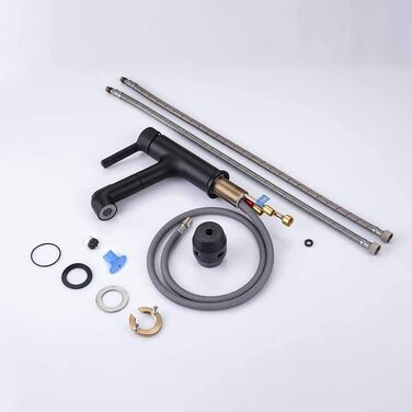 ONECE Змішувач для ванної кімнати з висувною лійкою та душем, чорний (2 режими струменя)