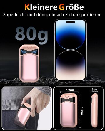 Електричні грілки для рук DDKJ 2 шт. 7000mAh з магнітом, 3 режими нагріву до 55°C, портативні, для дітей, чоловіків, жінок (рожевий)