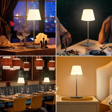 LED лампа настільна акумуляторна бездротова, диммувана, з тач-панеллю, 4000mAh, з функцією павербанку, вологостійка IP44, для дому та вулиці (сіра)