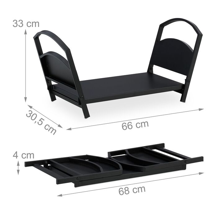 Відкидний металевий кошик для дров Relaxdays