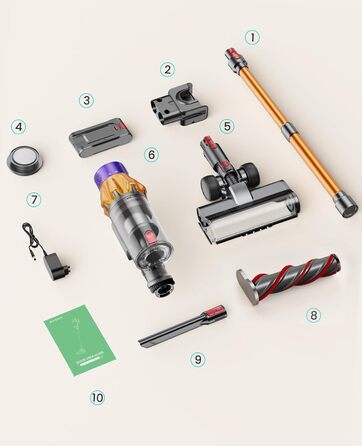 Бездротовий акумуляторний пилосос SunSare 600W з дисплеєм та станцією, тихий, для твердих поверхонь, килимів та шерсті тварин