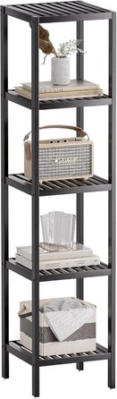 SMIBUY Поличка для ванної кімнати, 5 ярусів, бамбукова поличка, органайзер, багатофункціональна поличка для вітальні, спальні, кухні (Чорний)