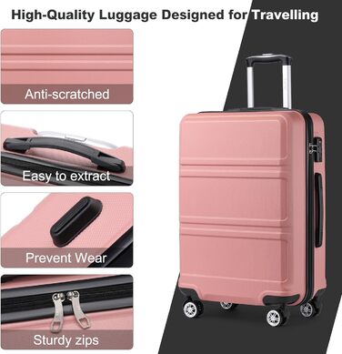 Валіза KONO 24 дюйми з TSA-замком, ABS, 4 колеса, 65×44×25.5 см, набір 3 шт.