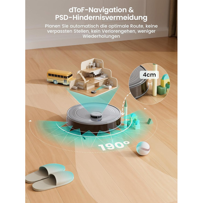 Робот-пилосос LEFANT M2 з функцією миття, 6000Pa, LiDAR-навігація, зони заборони, керування через APP/Alexa, для шерсті тварин, килимів та твердих підлог