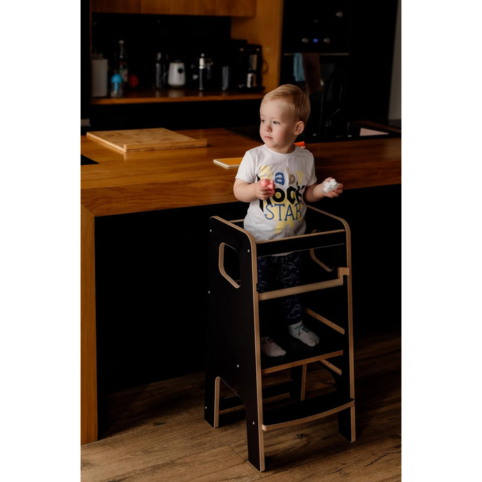 Стілець-сходинка Монтессорі для дітей з перекладинами – білий кухонний помічник, безпечний та надійний, з фіксатором, регульована висота, улюблець батьків, сучасний та стійкий Model 4 - Білий (Model 3 - Чорний)