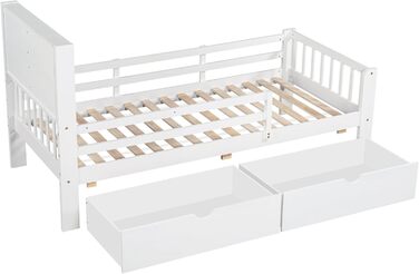 Дитяче ліжко Кiндербет 90x200 з шухлядами, полiцями та захистом, бiле. Ліжко-трансформер для підлітків, бiле, без матраца