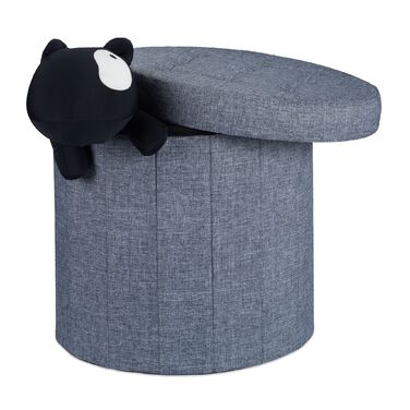 Relaxdays Пуф з місцем для зберігання, великий, круглий