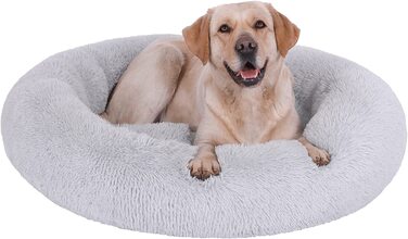 М'ЯКЕ ліжко для собак SLPRO кругла подушка для собак кошик для собак Диван для собак ліжко для кішок пончик можна прати (діаметр 70 см, Зовнішній діаметр (L), світло-сірий)