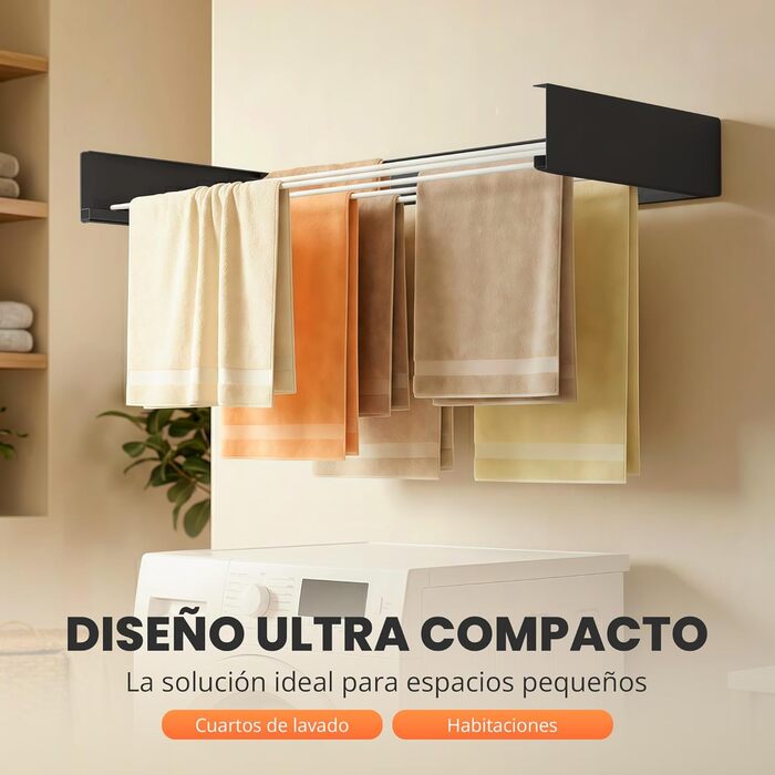 Настінна сушарка для білизни JUPPLIES - розкладна, 120 см, з нержавіючої сталі, 30 кг, для дому та вулиці, білий колір