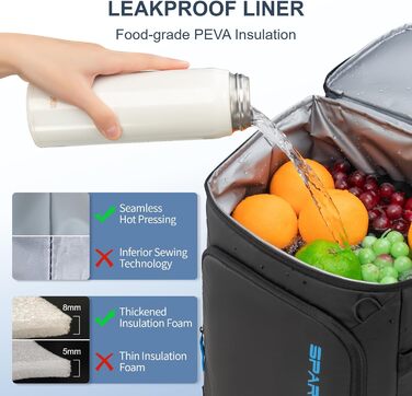 Рюкзак-холодильник SPARTER, 49 доз. об'єм, ізольований, водовідштовхувальний, легкий, для пляжу, подорожей, кемпінгу, обід