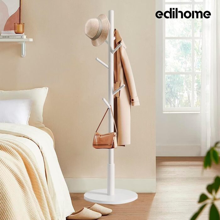 Дерев'яний вішак для одягу Edihome з 8 гачками, 172 x 38 x 38 см, для передпокою, коридору або спальні