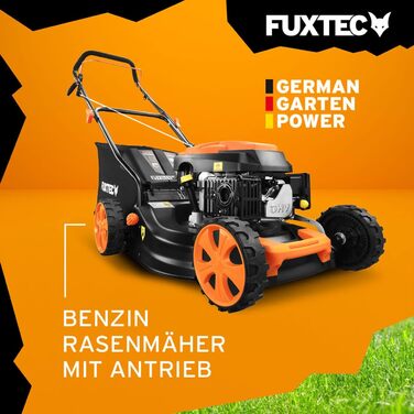 Бензиновий газонокосарка FUXTEC FX-RM4346 4-в-1 з приводом на задні колеса, ширина косіння 42 см, 46 см об'єм двигуна, 40л травоспікач