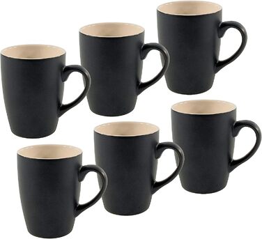 Кавова чашка Spetebo 340 мл з чорного матового порцеляни-набір з 6 чашок для кави, кружка, кружка