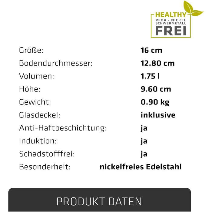 Каструля Berndes Injoy Special Edition з нержавіючої сталі, 16 см, з кришкою, для всіх типів плит, індукція