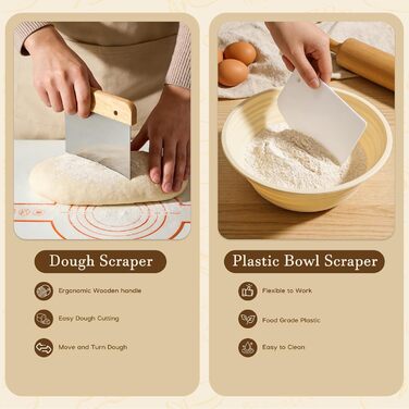 Набір для закваски з 19 частин: 2 гнізда для бродіння з силікону (23см та 25см), скляна тара для закваски, аксесуари для випічки, подарунок для початківців та професіоналів