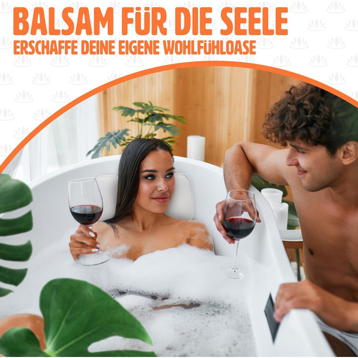 Підголовник для ванни – якісна підтримка шиї та спини – з 4 міцними присосками та інтегрованим гачком (білий)