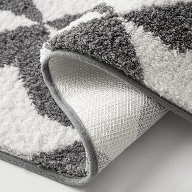 Килимок для ванної MIULEE нековзний решітчастий килимок для ванної з мікрофібри геометричний килим абсорбуючий килимок для ванної можна прати в пральній машині Килимок для душу пухнастий килимок для ванної Сірий (50x80 см, c сірий)