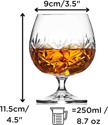 Склянка для коньяку та бренді Wicklow 250 мл – склянка-сніфтер з безсвинцевого кришталю з важким дном та подарунковою упаковкою