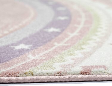 Килим-мрія круглий дитячий ігровий килимок * міцний * Єдиноріг райдужні Хмари Розмір (160x230 см, кремово-рожевий)