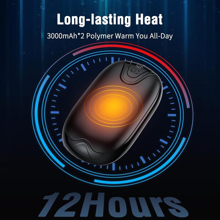 Електричні грілки для рук, набір 2 шт., перезаряджаються, портативні, 3 режими нагріву, ідеальний подарунок для спорту, гольфу, кемпінгу, чорний