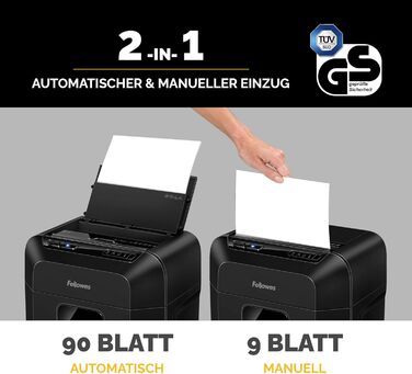 Fellowes AutoMax 90M: Шредер для документів, автоматичний, 90 листів, P4, тихий, 17 л