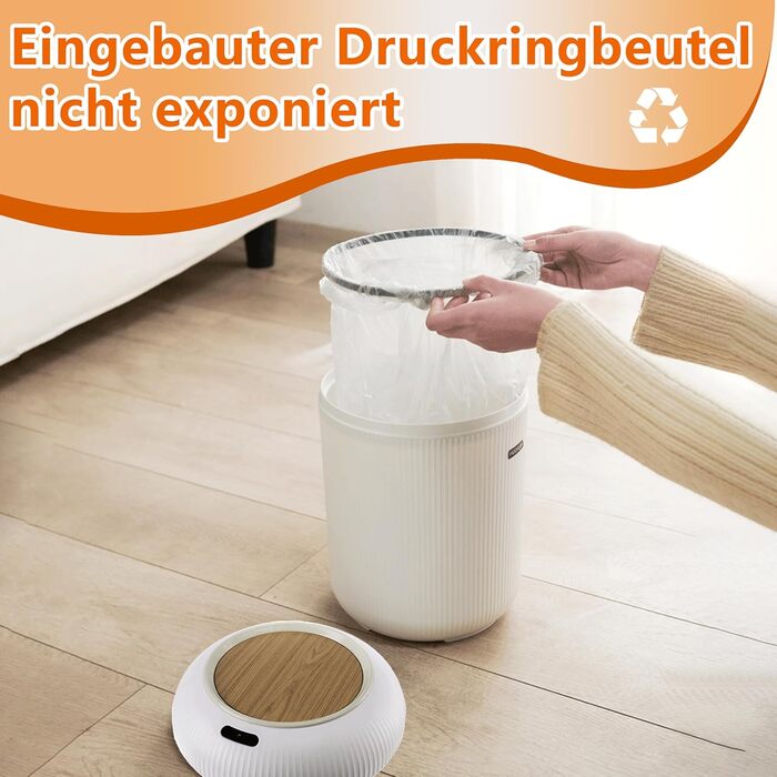 Автоматичний сміттєвий бак з сенсором 12L - Білий сміттєвий бак з датчиком для кухні, ванної кімнати, офісу та туалету. Безшумний, волого- та герметичний, з ніжками.