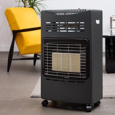 Газова додаткова піч Favex 8630047 – готова до використання з шлангом та редуктором – інфрачервовий керамічний нагрівач – 3 режими потужності до 40 м² – сталь, чорний колір