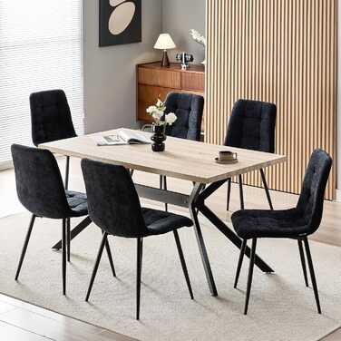 Набір обідніх стільців для кухні, вітальні та спальні: м'які стільці з лінолеєвої тканини та металевими ніжками, колір хакі (4 шт., чорний квадрат)