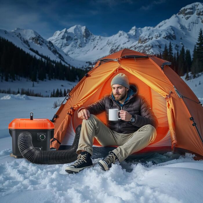 Дизельний обігрівач VEVOR 8 кВт, 12/24 В, портативний, з пультом ДУ та LCD, для вантажівок/кемперів, оранжевий