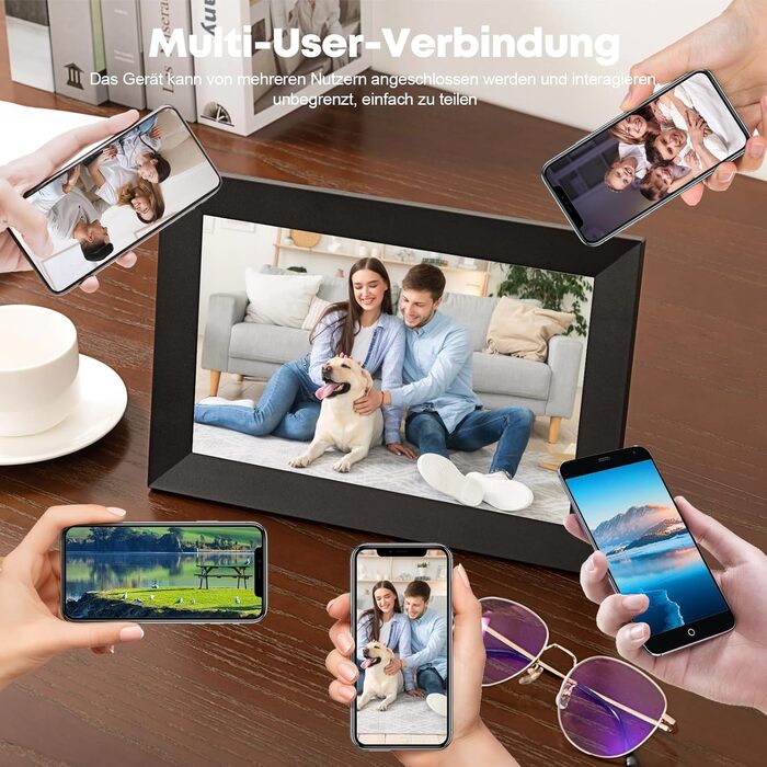 Цифровий фоторамка Hiyyaa з Wi-Fi, 10.1 дюйма, 32GB, IPS LCD сенсорний екран, Frameo App для обміну фото та відео