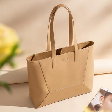 Сумка жіноча LOVEVOOK з натуральної шкіри, велика містка, на плече, тоут, для роботи та повсякденного використання, коричнева