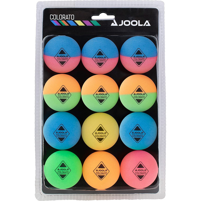 Набір для настільного тенісу Joola 54820 Duo, що складається з 2 ракеток для настільного тенісу 3 м'ячів для настільного тенісу1 сумка для зберігання,різнобарвна, однотонна і 42150 набір для настільного тенісу Colorato з 12 різнокольоровими кульками М'ячі