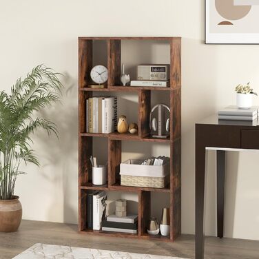 Стелаж GIANTEX з 8 секціями, 60 x 20 x 120 см, з кріпленням від перекидання, для вітальні та дитячої кімнати (білий/коричневий)